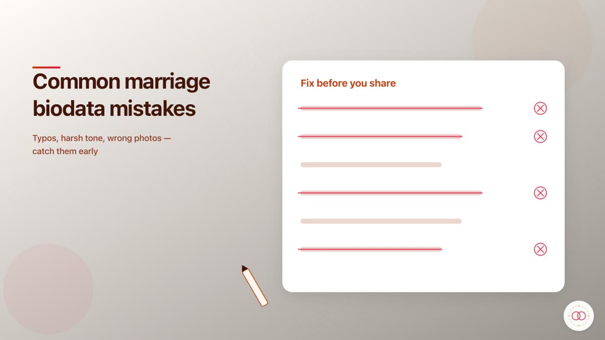 Common marriage biodata mistakes guide on BiodataBliss