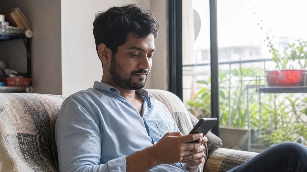 Young man creating a marriage biodata on his phone